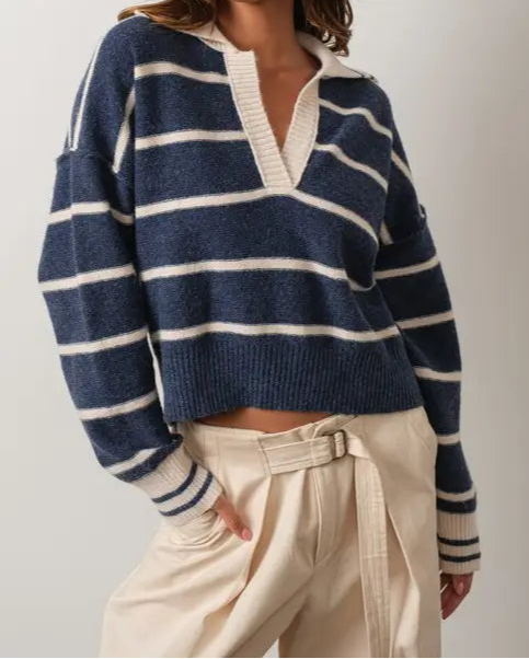 Navy Striped Soft Pullover