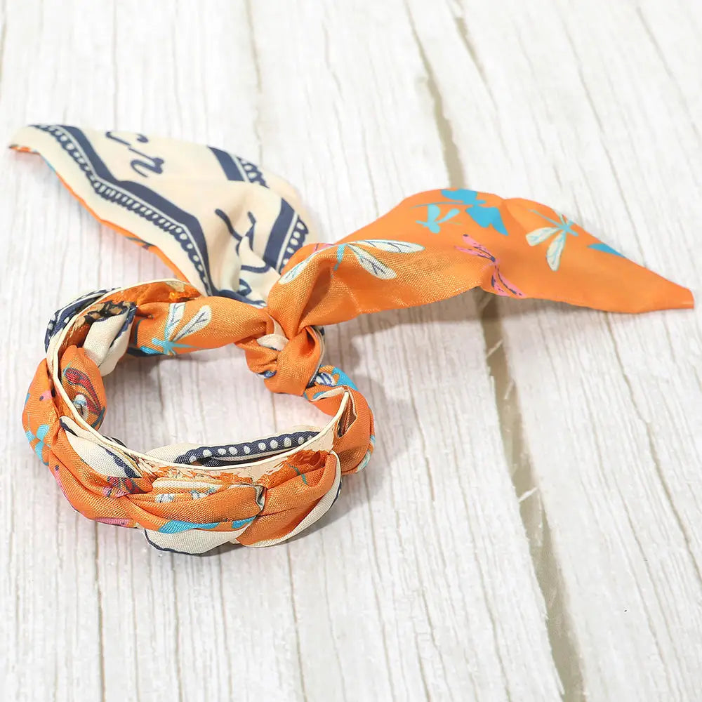 Orange Adjustable Knot Scarf Bracelet