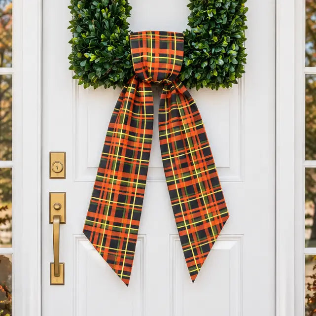 Orange & Green Plaid Sash 54"