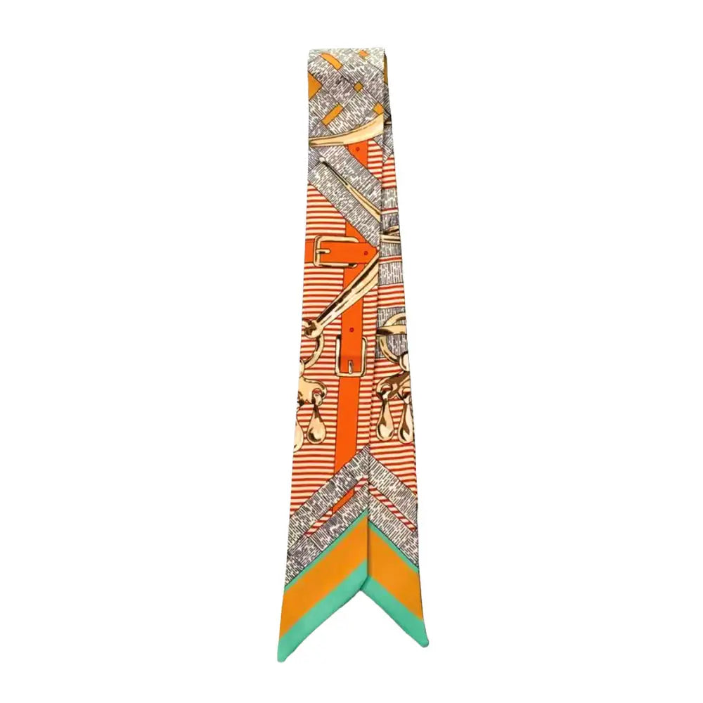 Orange Equestrian Motif Scarf
