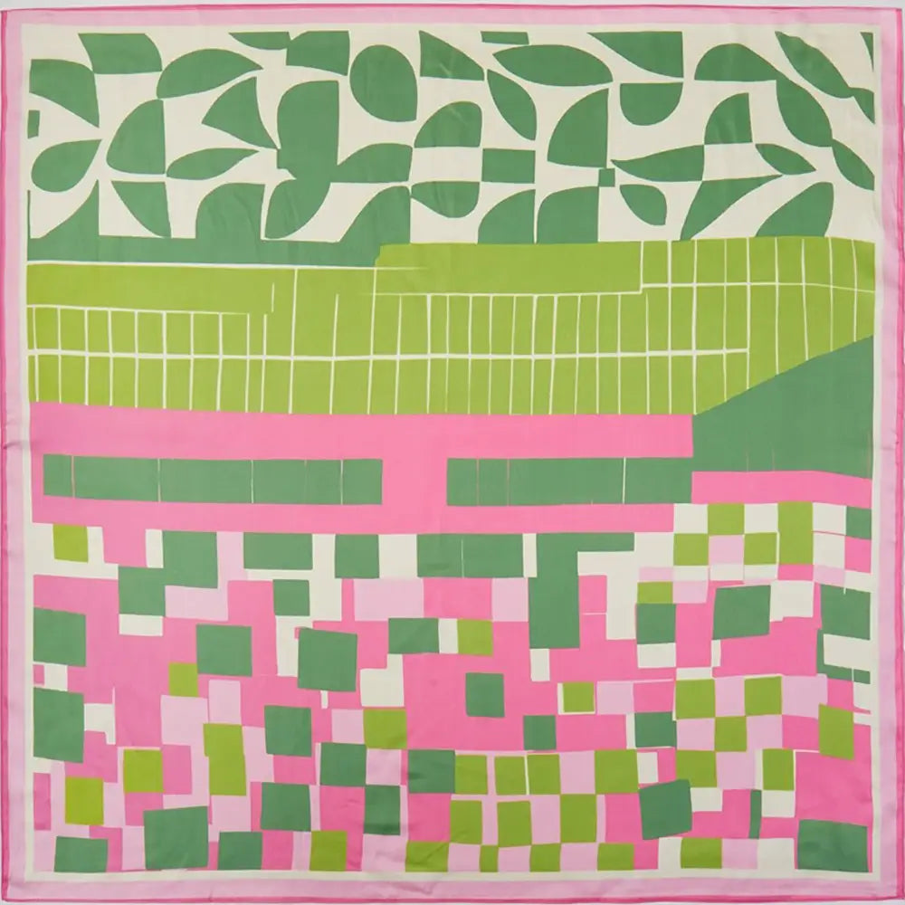 Pink & Green Color Block Scarf