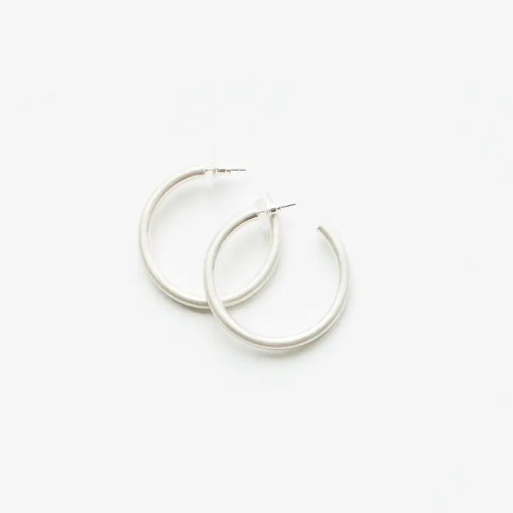 1.5" Silver Hoop Earrings