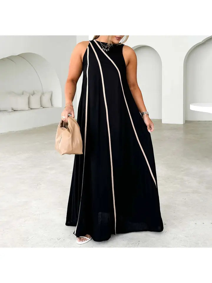 Black Dress w/Simple Pink Stripes