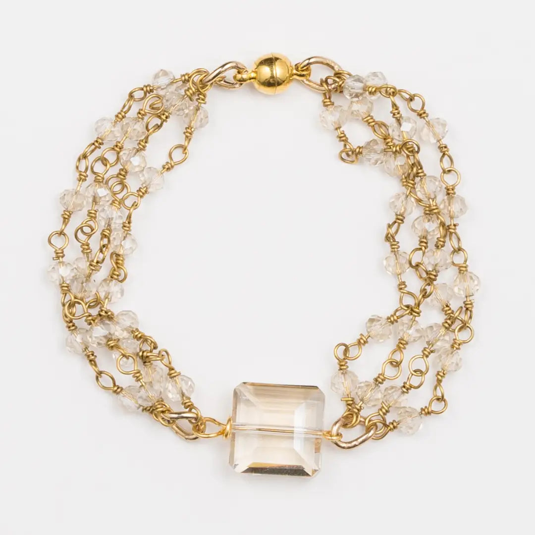 Gold & Crystal Square Stone Bracelet