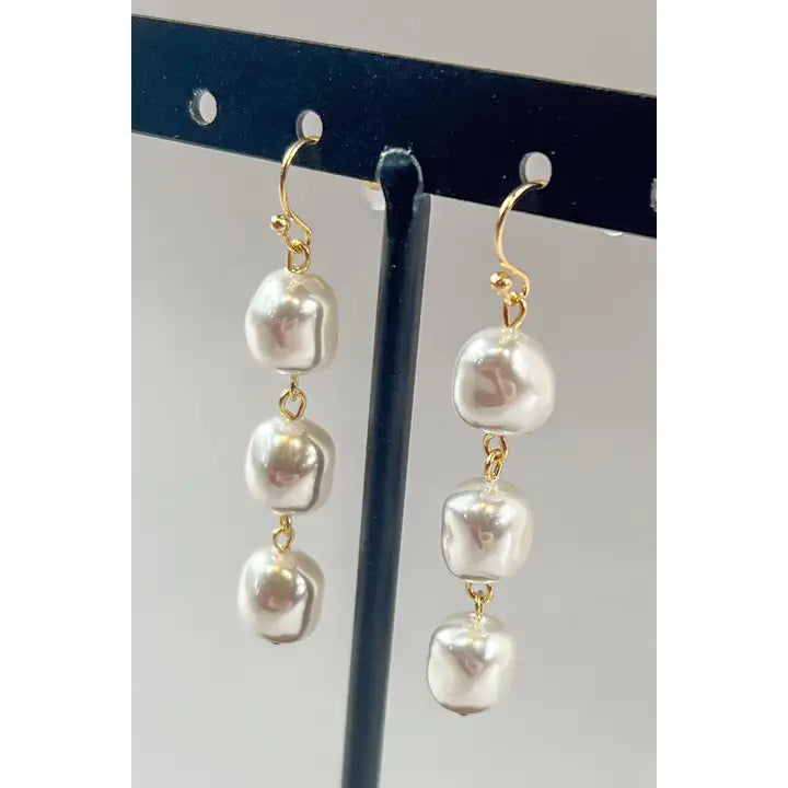 Triple Pearl Drop Earrings