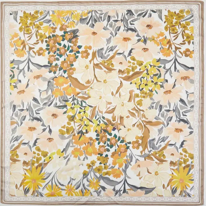 Beige Vintage Floral Scarf