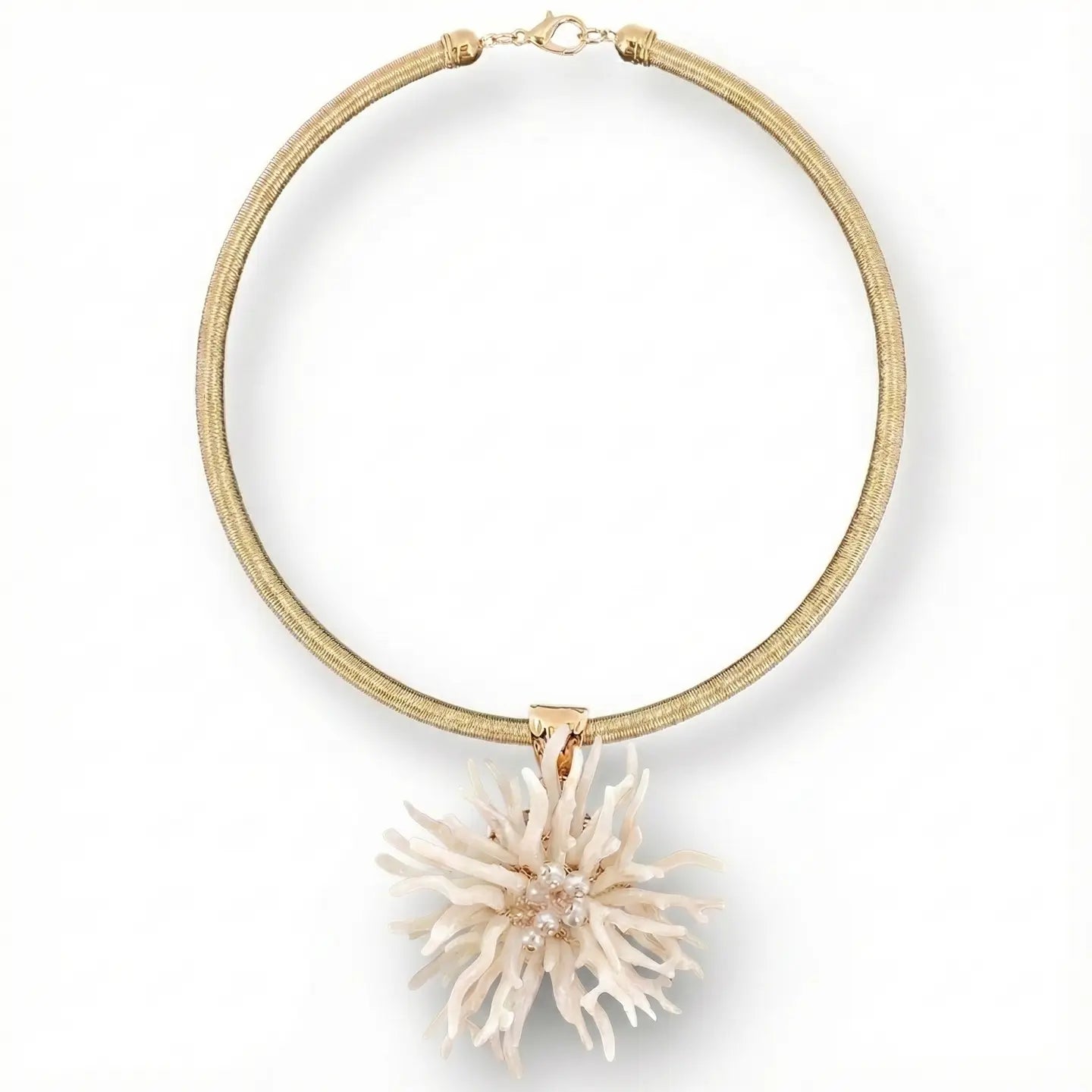 White Coral Flower Collar Necklace