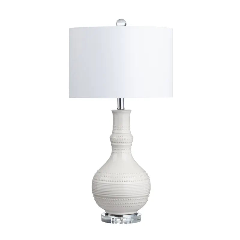 White Ceramic Beaded Table Lamp 29.5"H