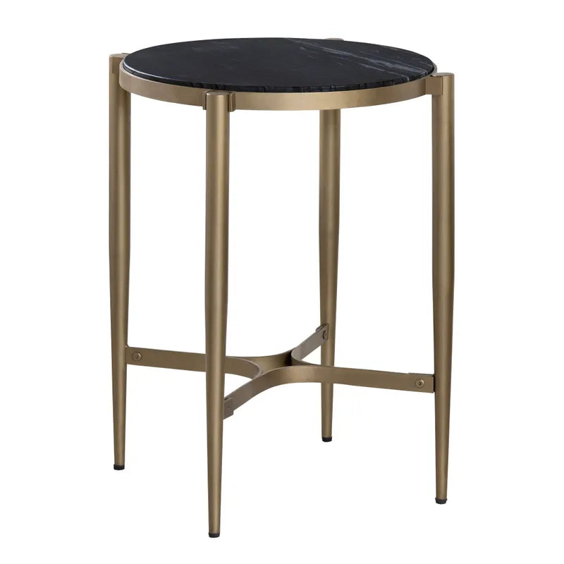 Black Marble & Metal End Table 20"x20"x24.5"