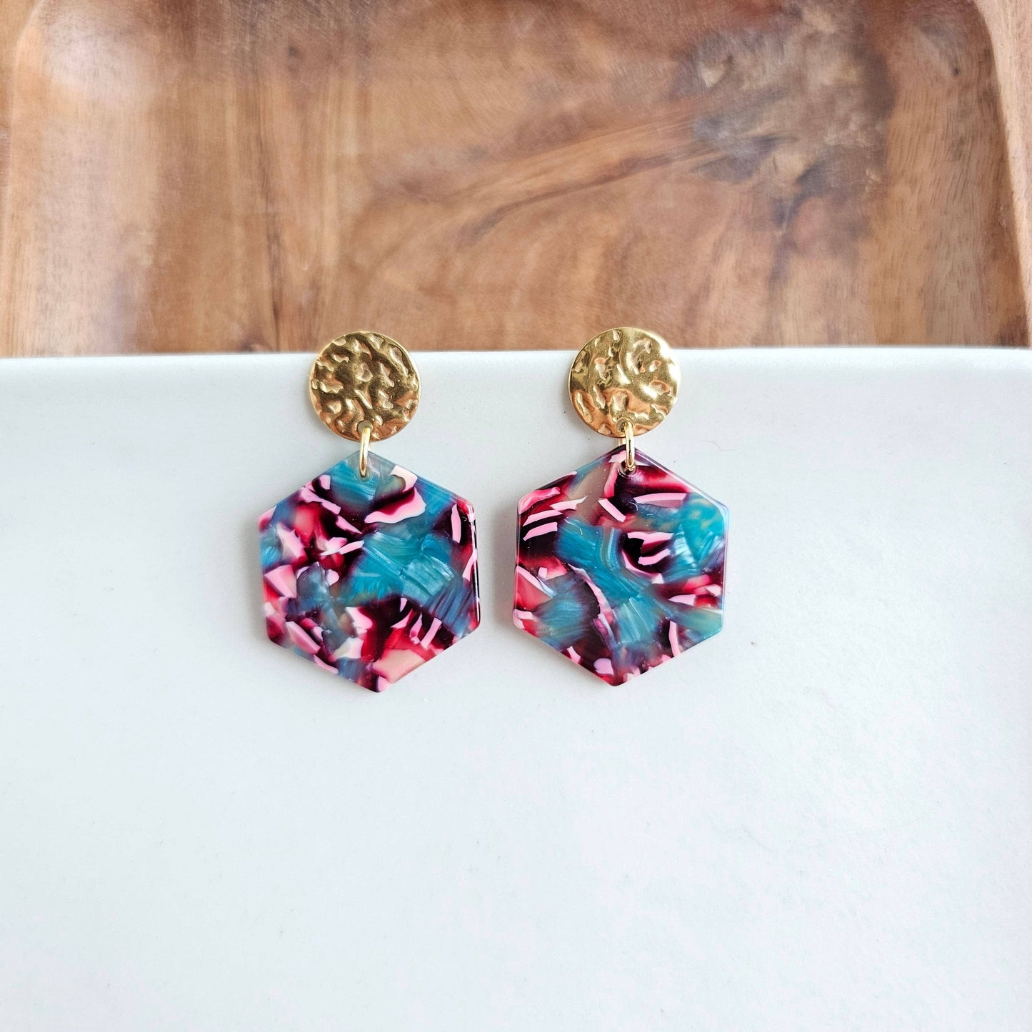 Magenta Teal Earrings