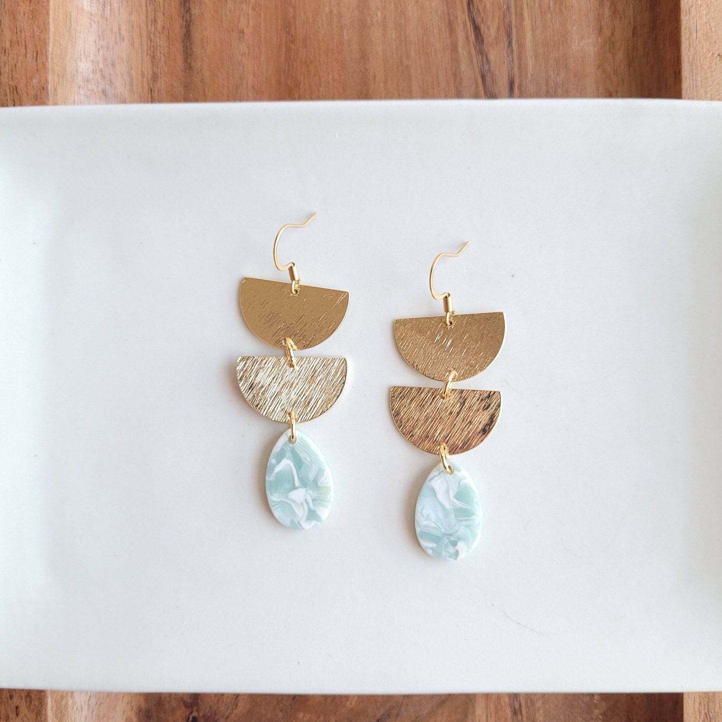Aqua Tiered Earrings