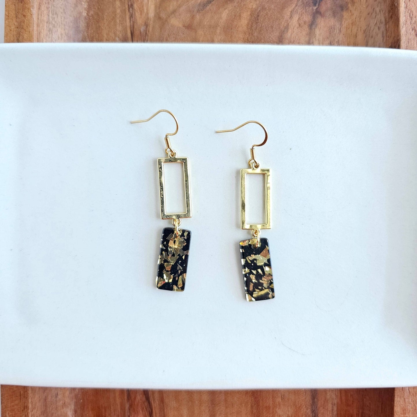 Black Gold Speck Earrings