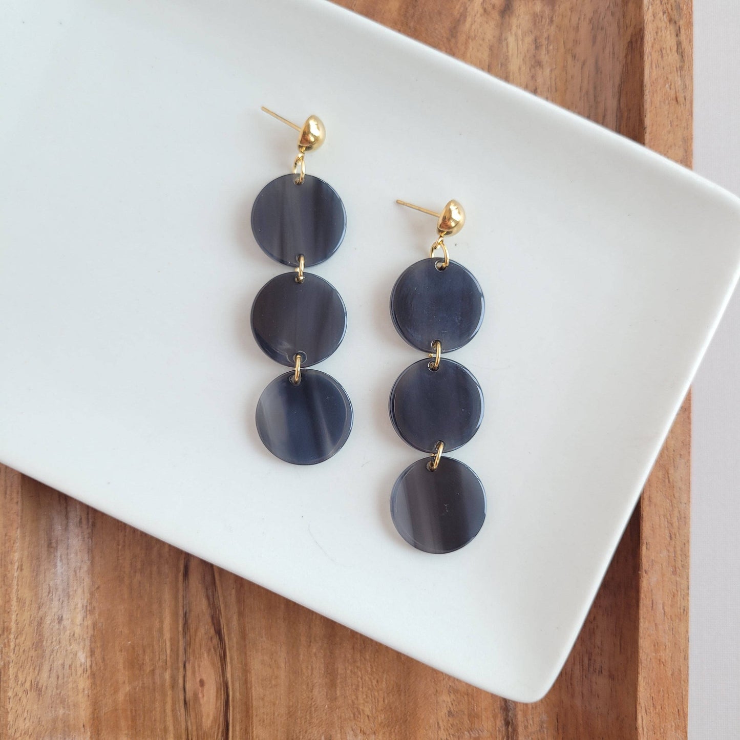 Black Circle Drop Earrings