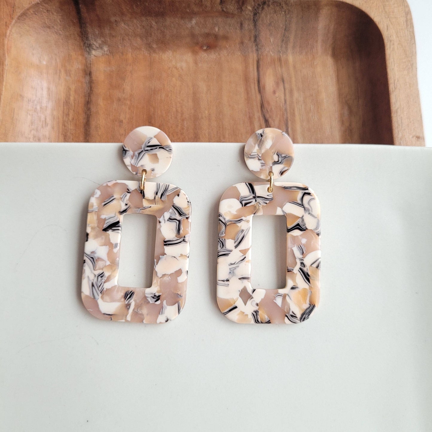 Beige, Cream & Black Earrings