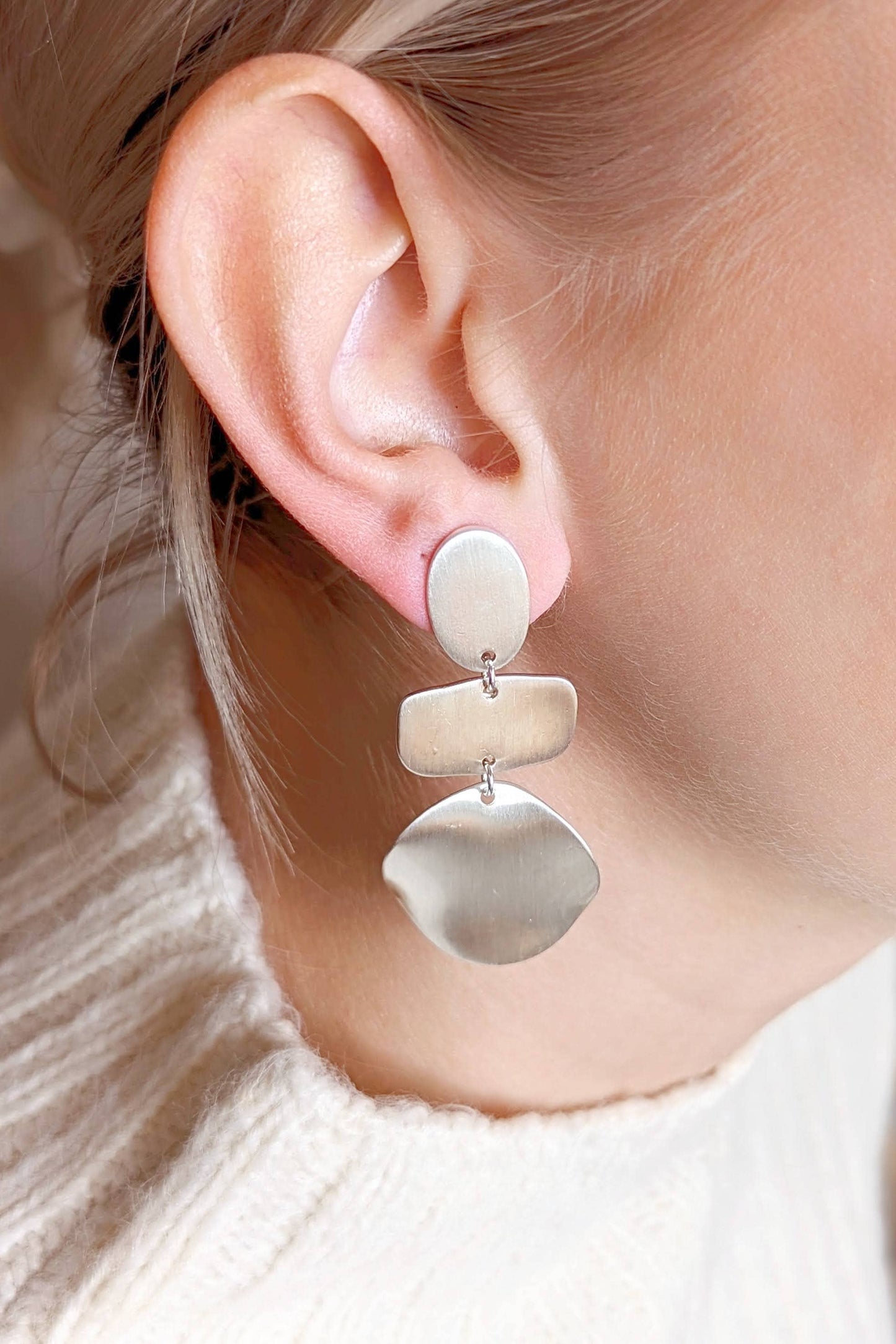 Tri Silver Earrings