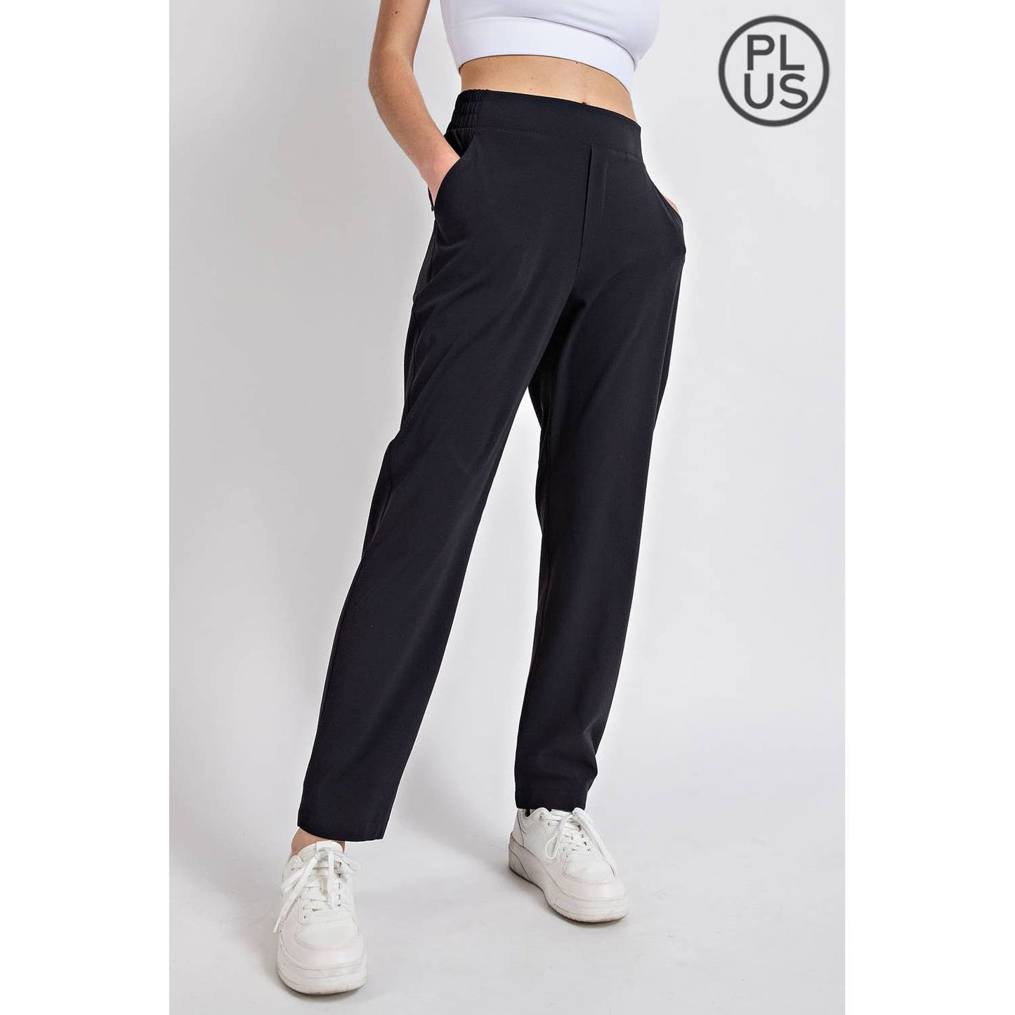 Black Crinkle Straight Jogger