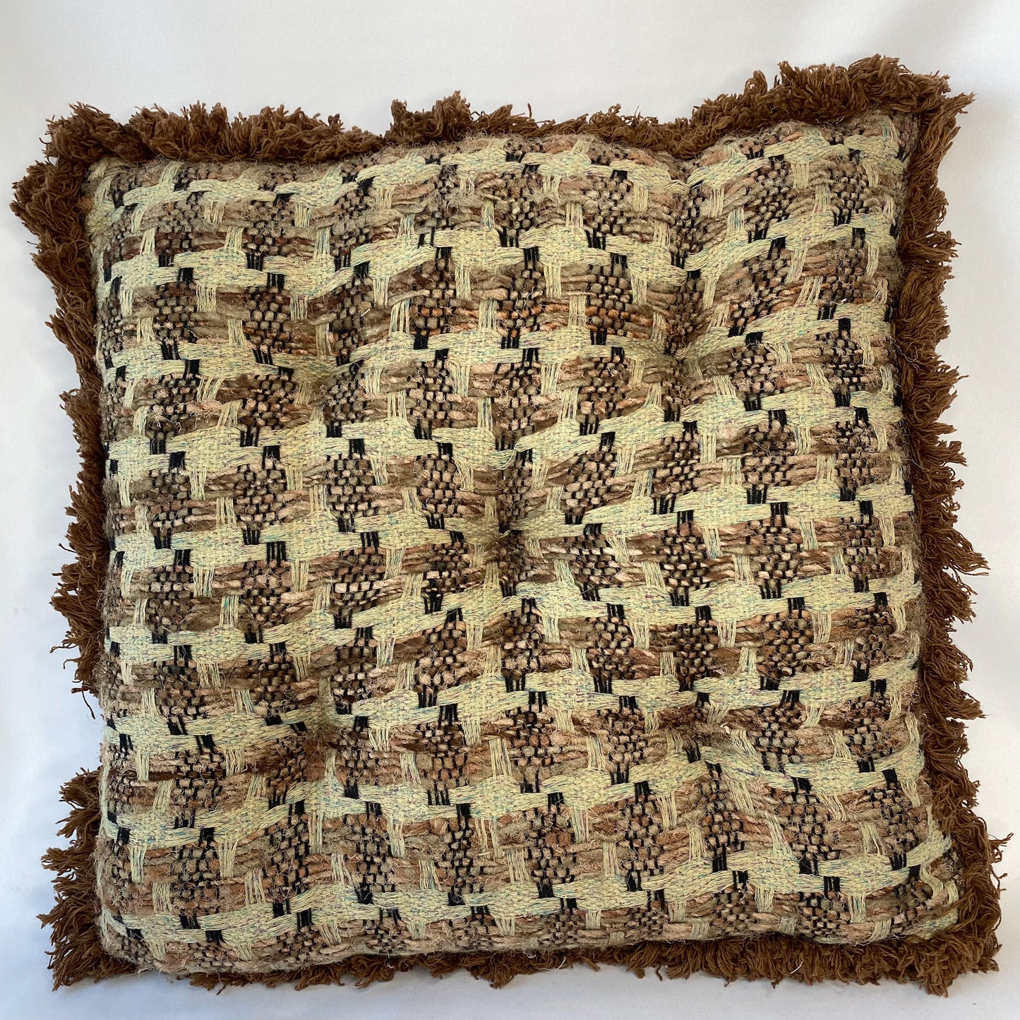 Woven Cotton Pillow w/ Eyelash Fringe, Multi Color