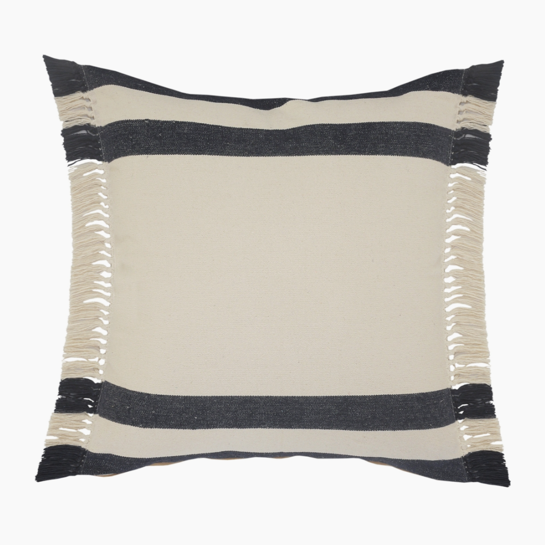 Navy Blue Border Striped Euro Pillow