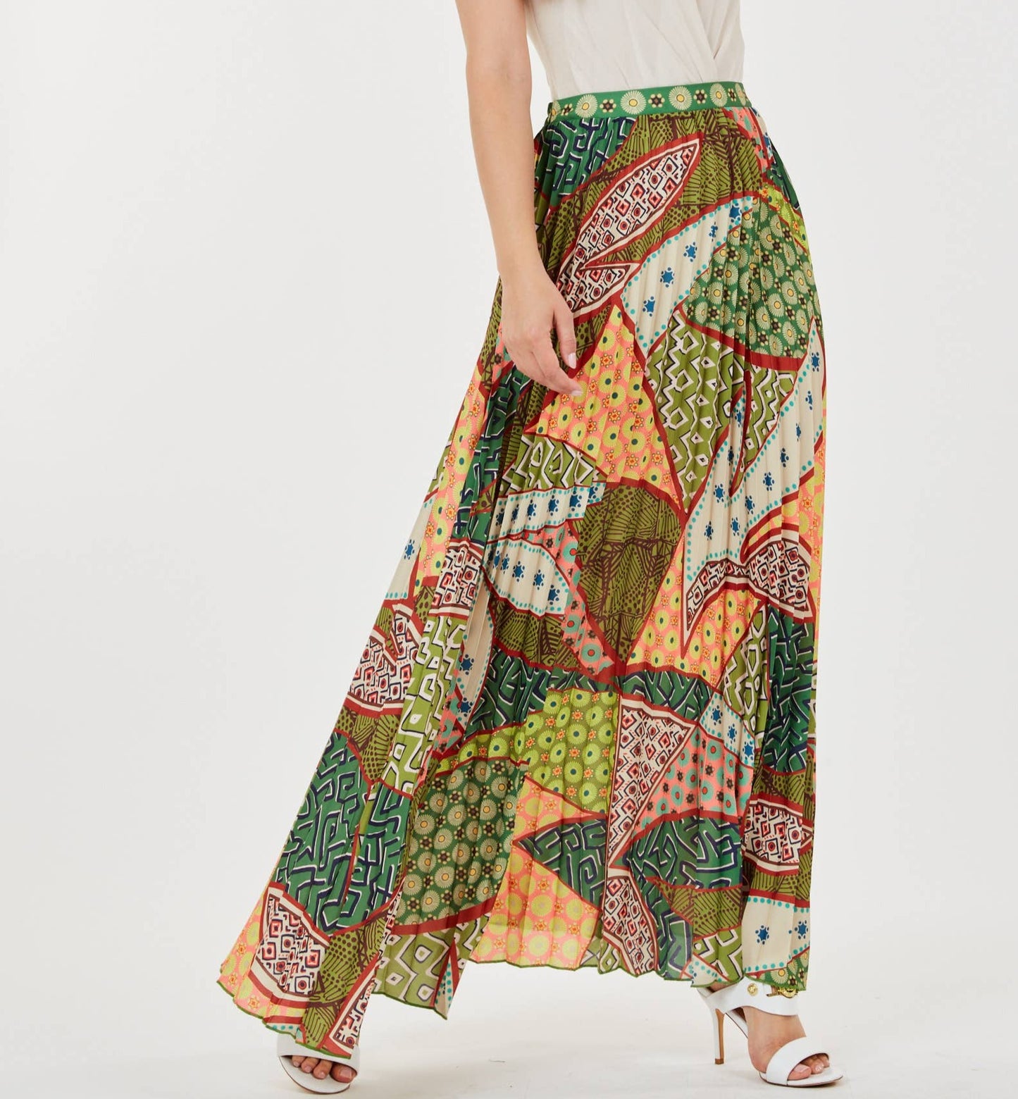 Multi Patch Pleat Skirt