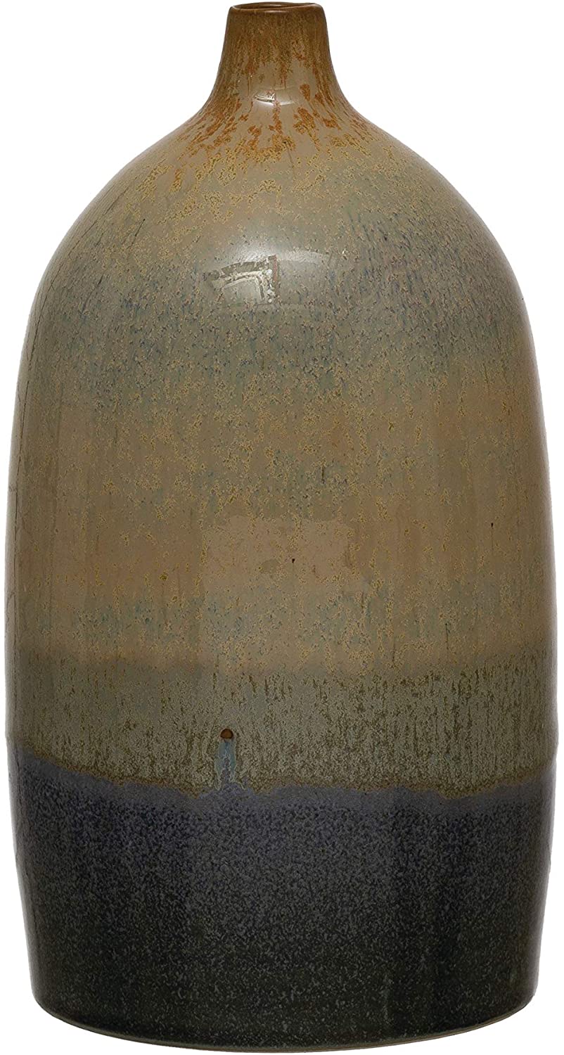 Brown Multi-colored Earthenware Vase
