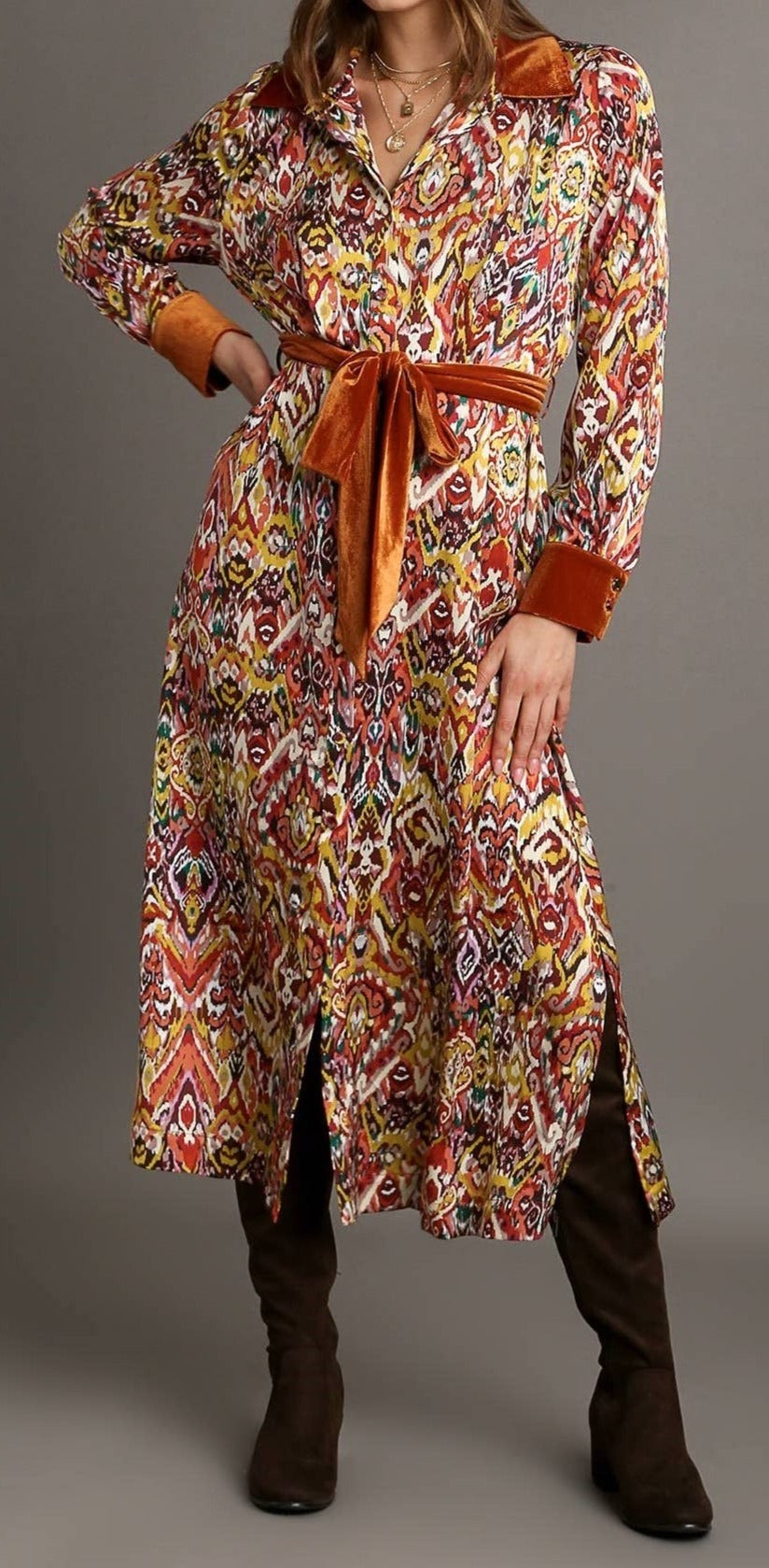 Copper Multi Midi Dress