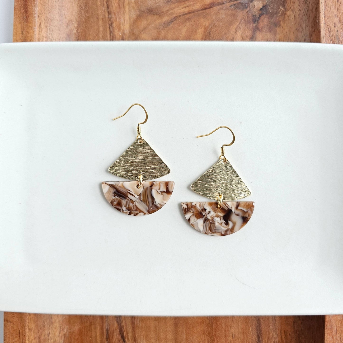 Brown Swirl Gold Earrings