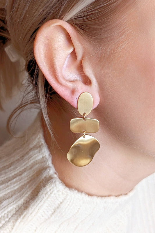 Tri Gold Earrings