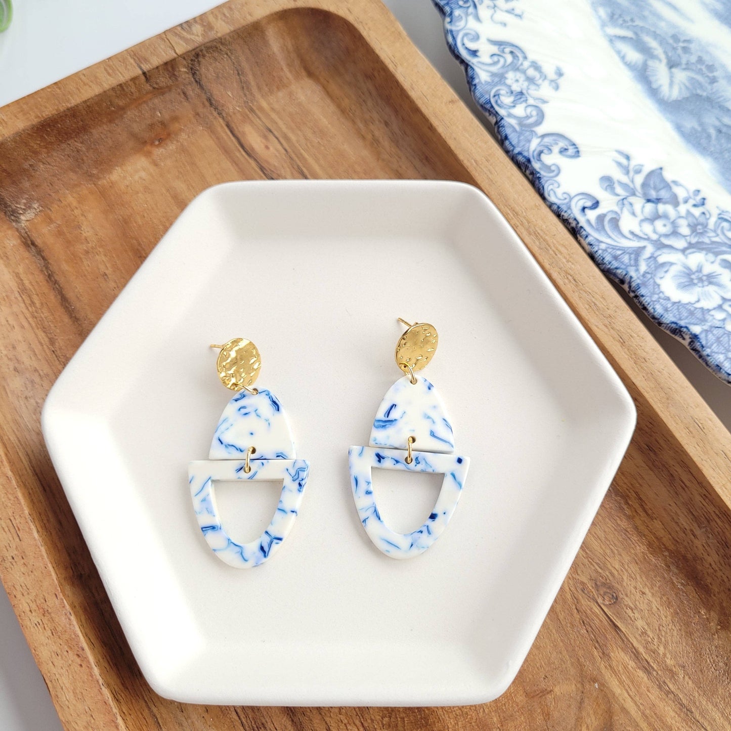 Blue & White Earrings