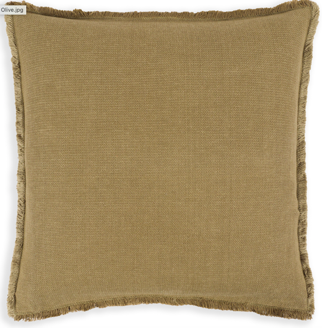Kelsey Olive Garment Washed Flange Decorative Pillow