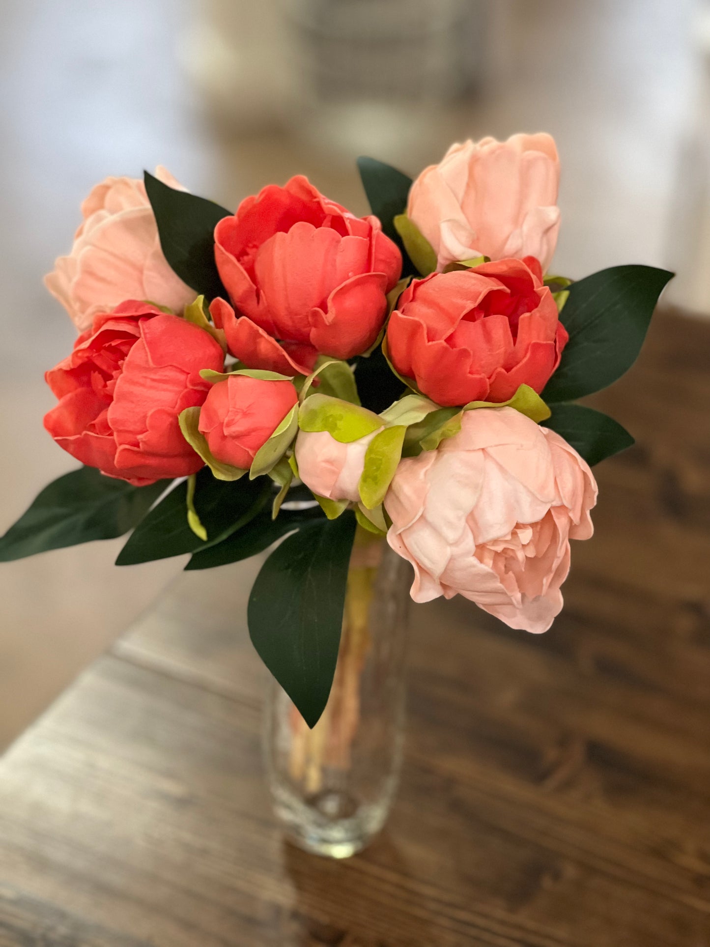 Peach Real Touch Peony Bouquet