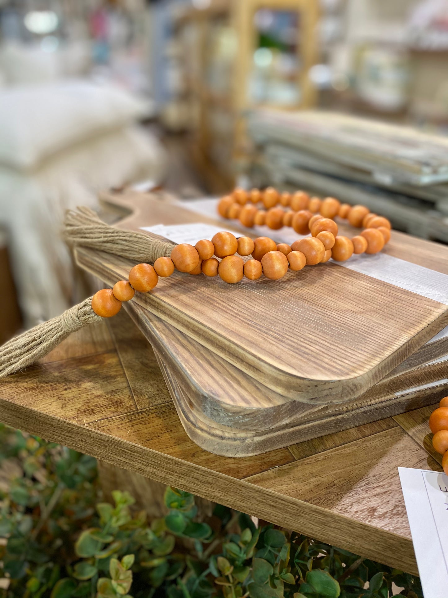 Orange Wood Bead Garland with Tassle