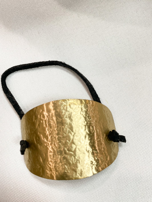 Hammered Brass & Suede Napkin Ring