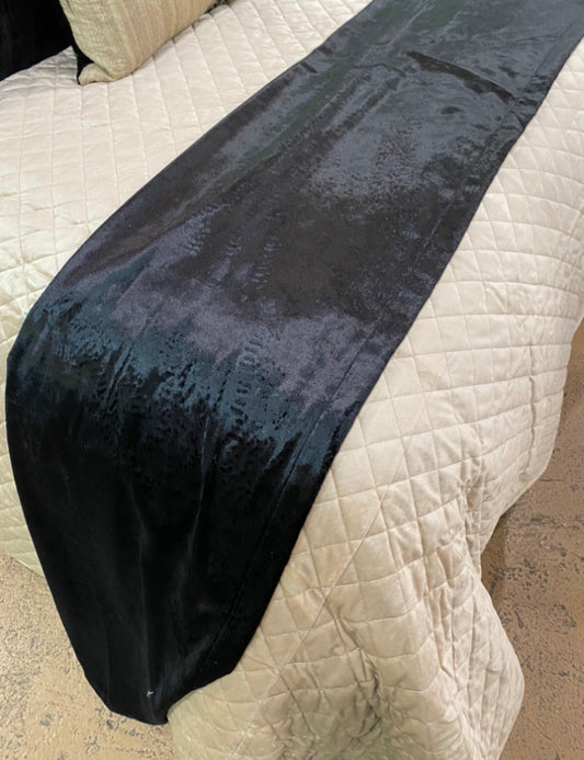 Black Crushed Velvet Runner, 100"L x 20"W