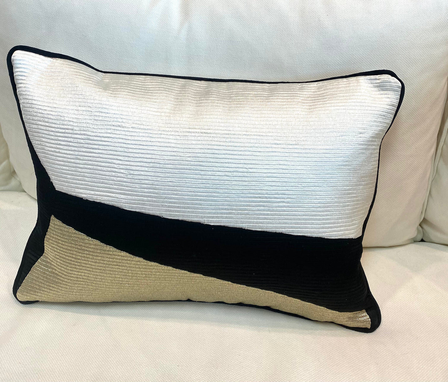Black Gold Ivory Velvet Pillow, 14"x20"