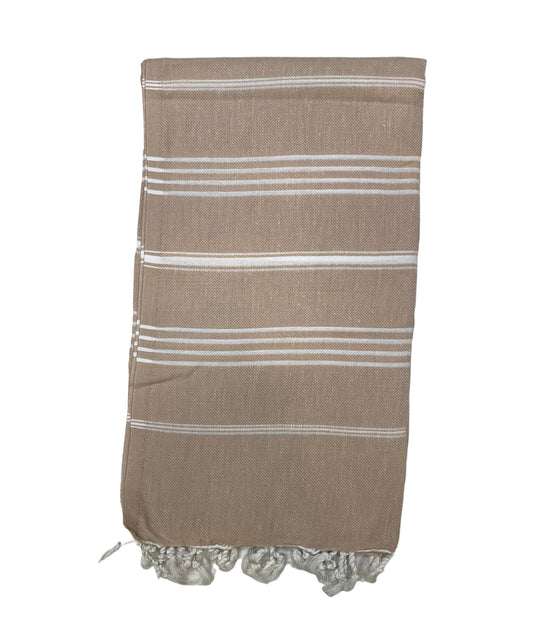 Tan White Turkish Towel/Throw