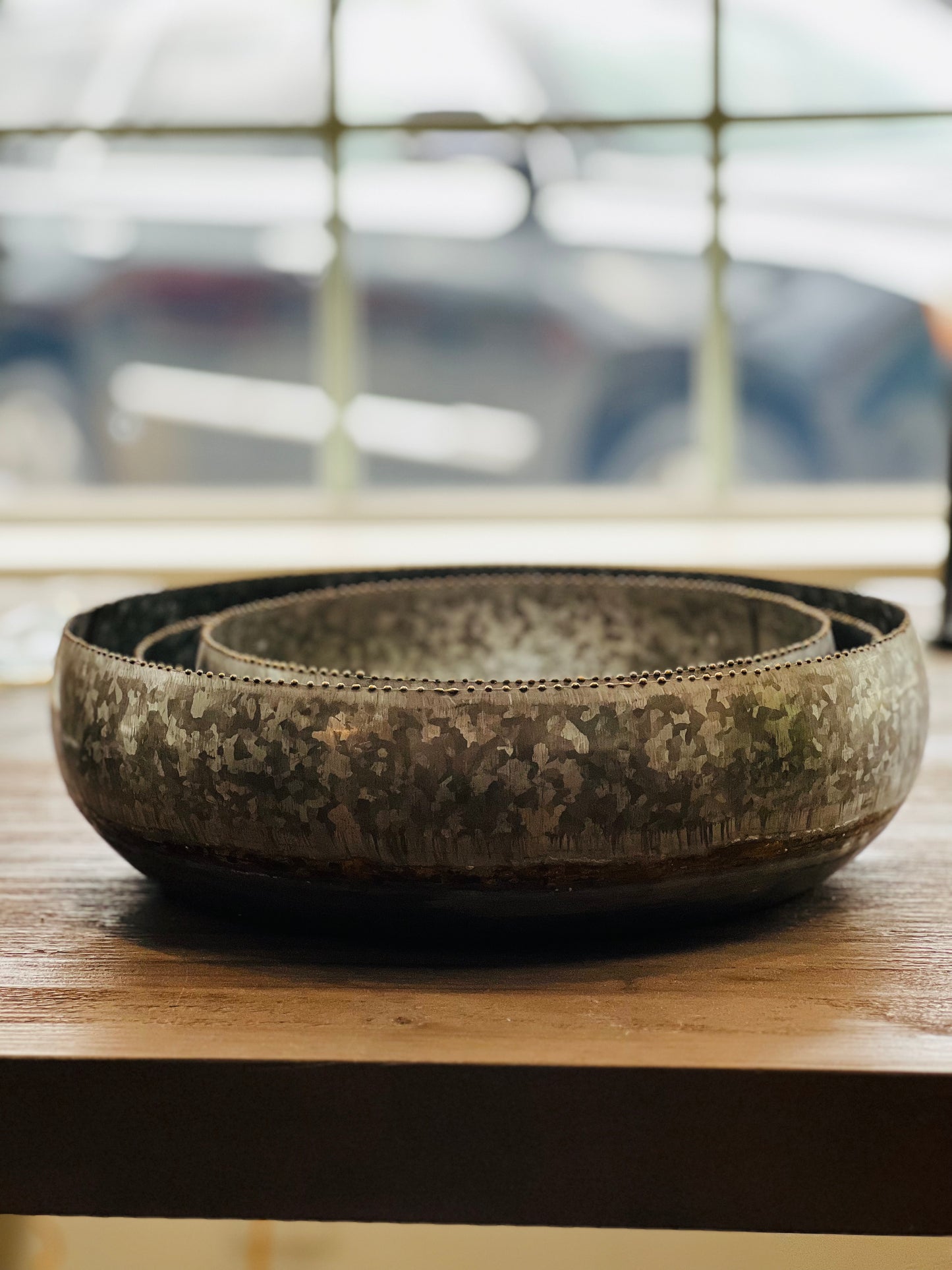 Round Metal Galvanized Bowl