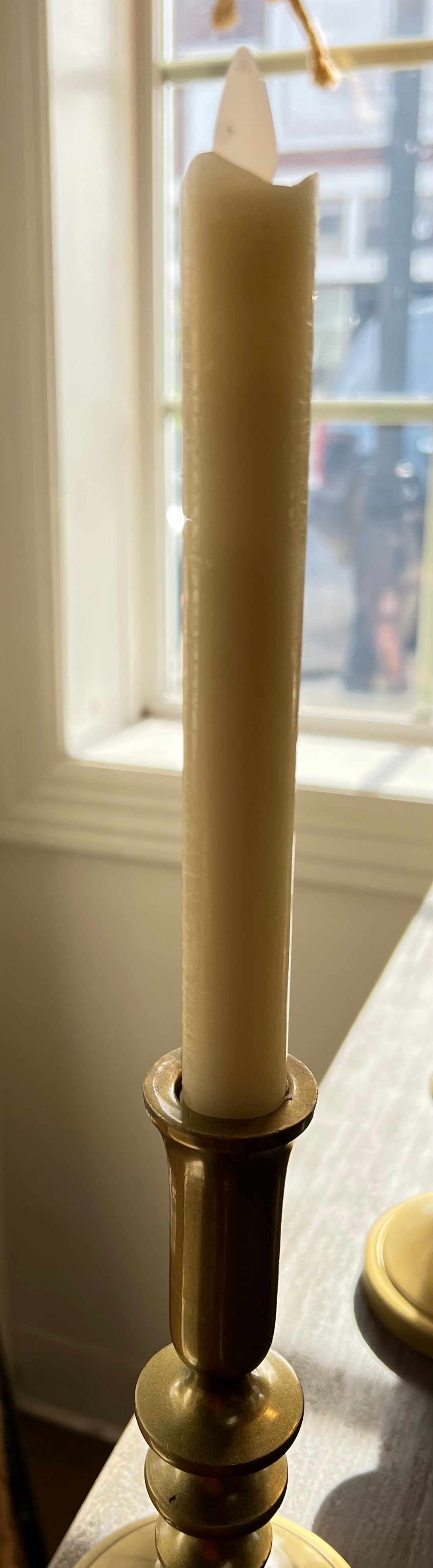 7" Cream Moving Flame Taper Candle