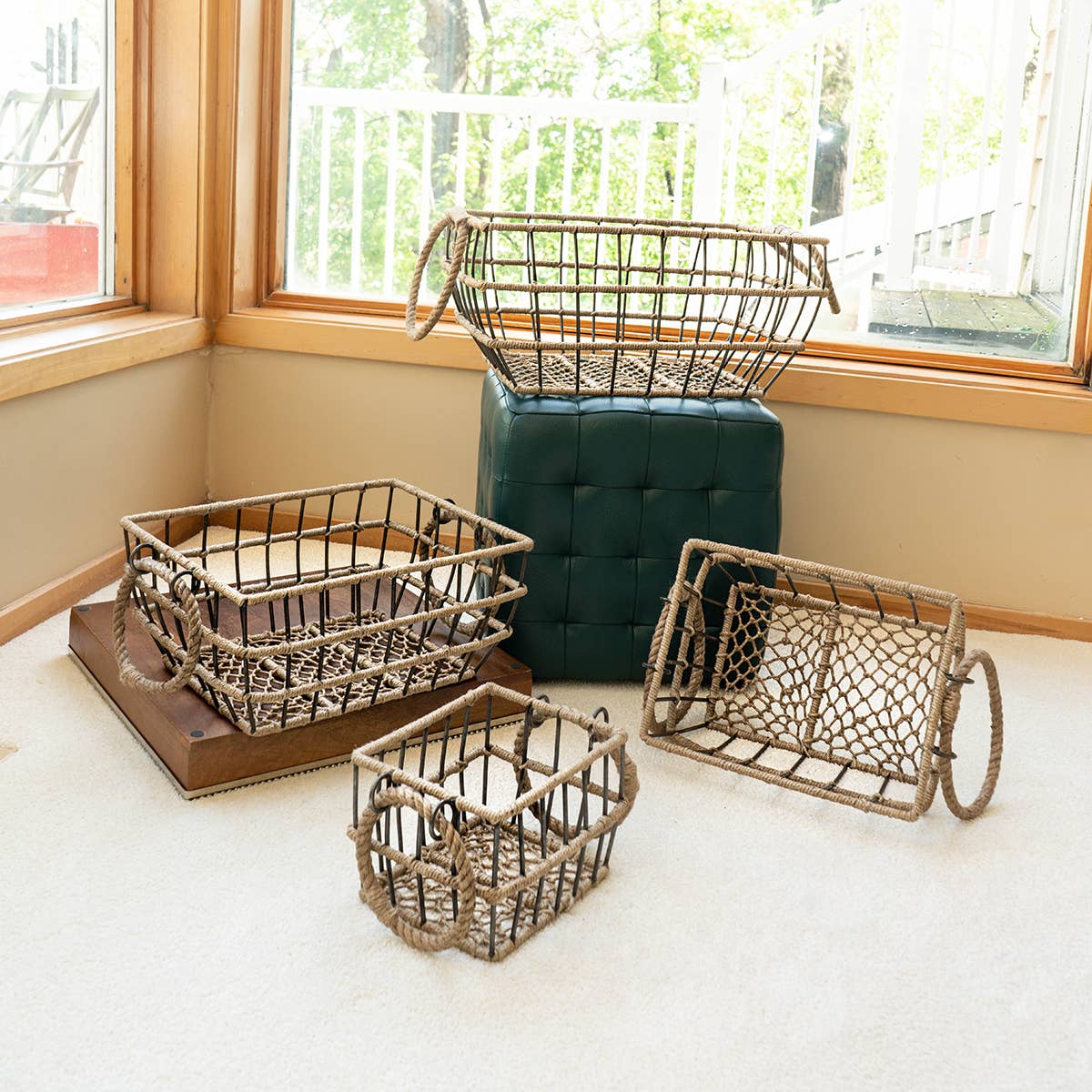 Iron Jute Rectangular Baskets