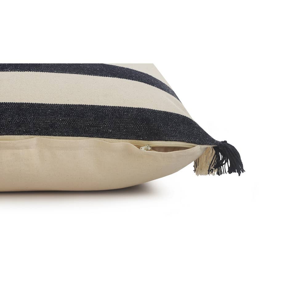 Navy Blue Border Striped Euro Pillow