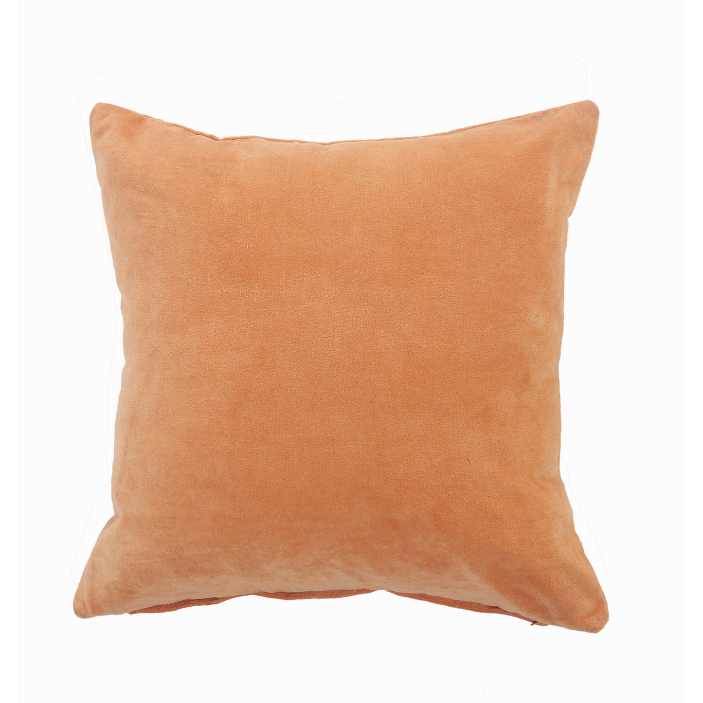 Solid Peach Velveteen Cotton Throw Pillow