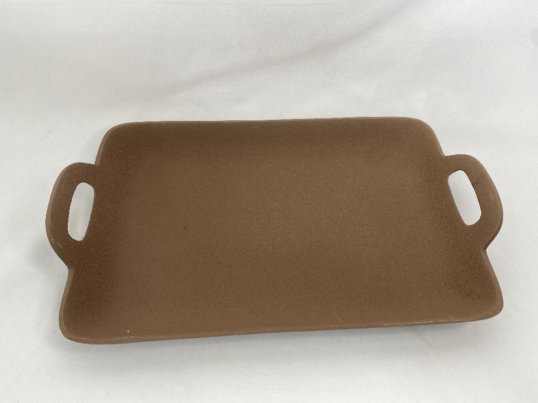 Brown Textured Metal Tray with Handles