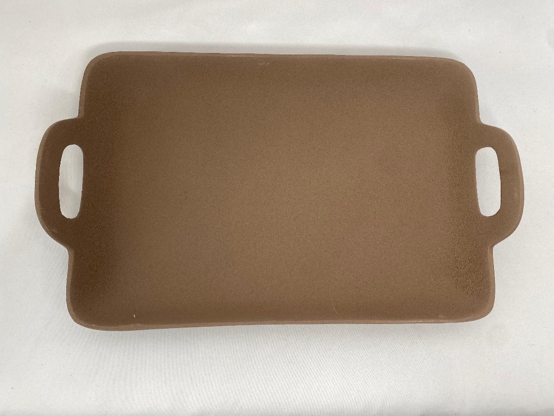 Brown Textured Metal Tray with Handles