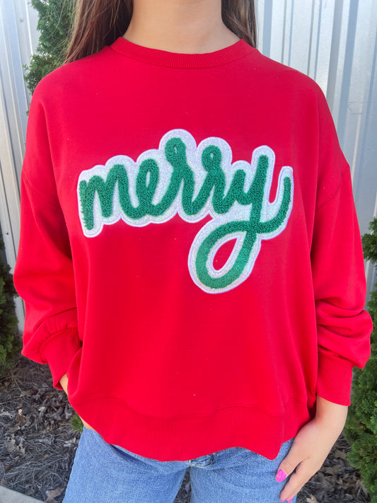 Red "Merry" Sweatshirt