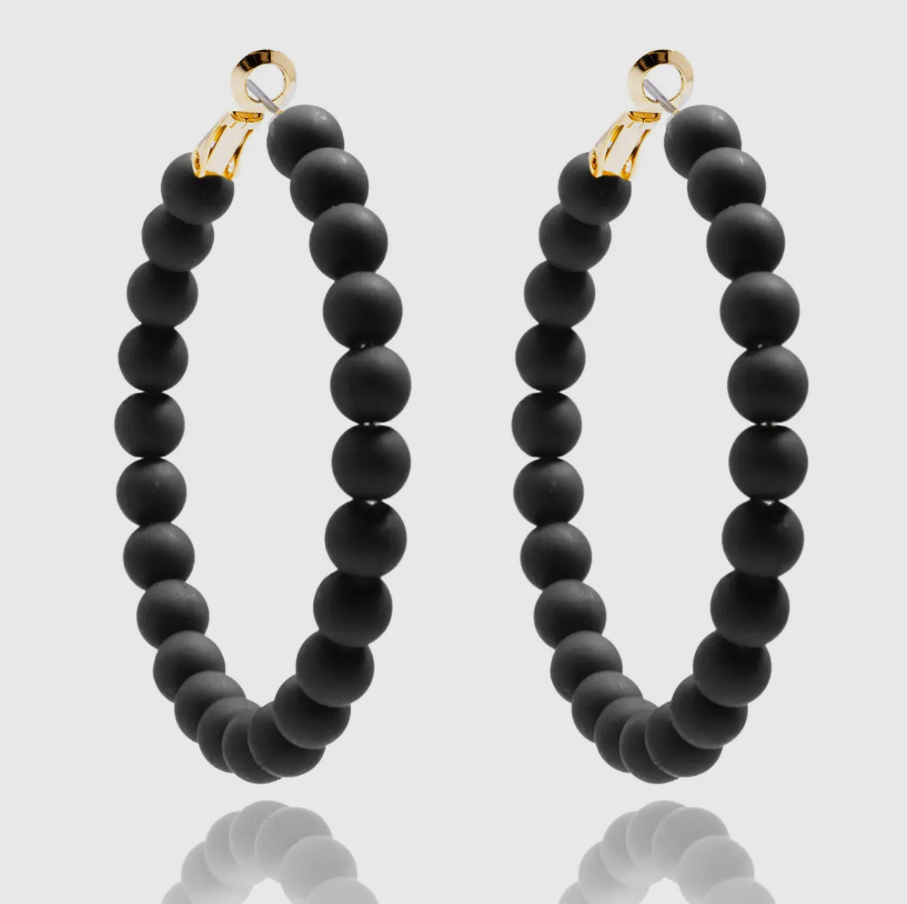 Matte Beaded Hoop Earrings