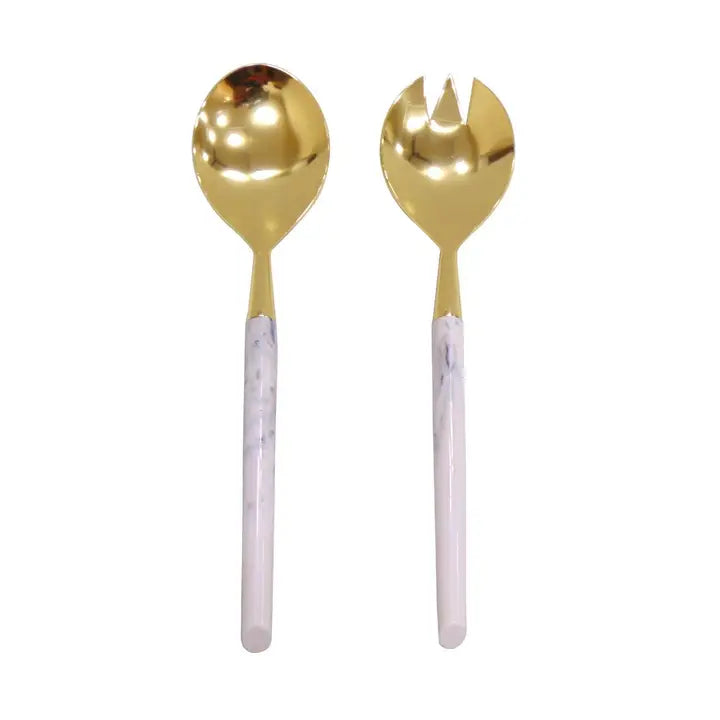 Gold & Marble Salad Server Set
