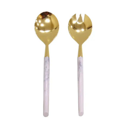 Gold & Marble Salad Server Set