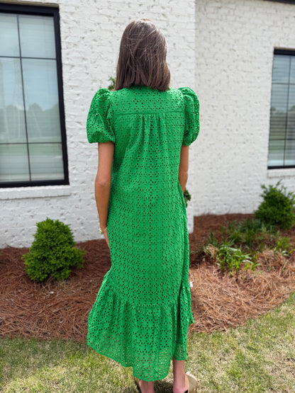 Green Eyelet Dress