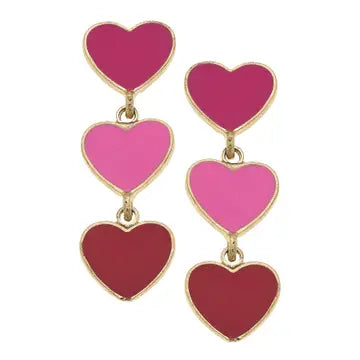 Valentine Triple Drop Heart Earrings