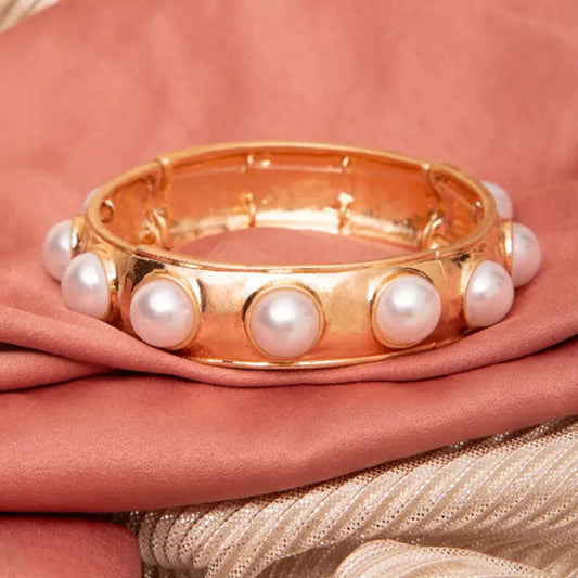 Gold Pearl Stretch Bracelet