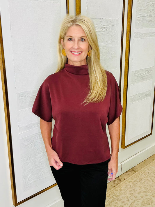 Mock Neck Dolman Sleeve Top